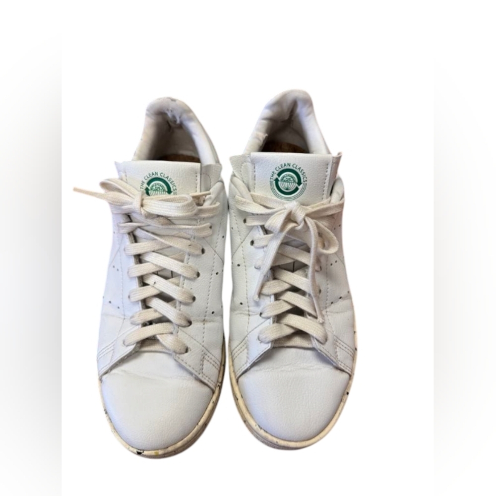 Adidas Men's White Sneakers with Green Accents